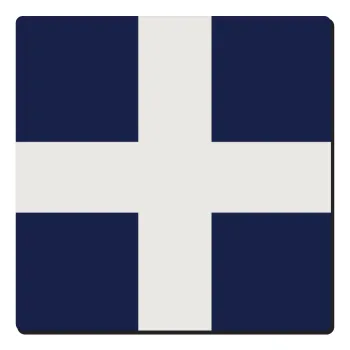 Ελληνική σημαία, Hellas, Τετράγωνο μαγνητάκι ξύλινο 6x6cm