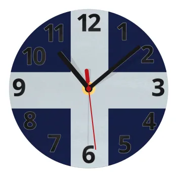 Ελληνική σημαία, Hellas, Ρολόι τοίχου γυάλινο (20cm)