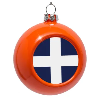 Ελληνική σημαία, Hellas, Στολίδι Χριστουγεννιάτικη μπάλα δένδρου Πορτοκαλί 8cm