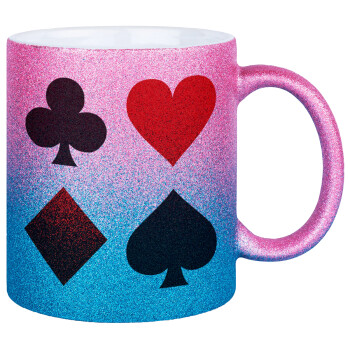 Τραπουλόχαρτα, Κούπα Χρυσή/Μπλε Glitter, κεραμική, 330ml