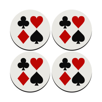 Τραπουλόχαρτα, ΣΕΤ 4 Σουβέρ ξύλινα στρογγυλά (9cm)