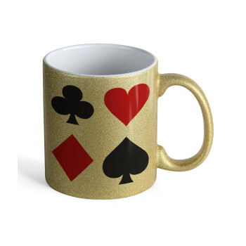 Τραπουλόχαρτα, Κούπα Χρυσή Glitter που γυαλίζει, κεραμική, 330ml