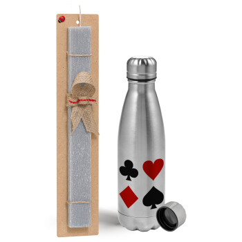 Τραπουλόχαρτα, Easter Set, metallic Inox water bottle (750ml) & aromatic flat Easter candle (30cm) (GRAY)