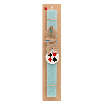 Τραπουλόχαρτα, Easter Set, wooden keychain & aromatic flat Easter candle (30cm) (TURQUOISE)