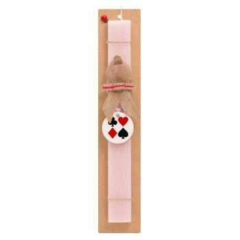 Τραπουλόχαρτα, Easter Set, wooden keychain & scented flat Easter candle (30cm) (PINK)