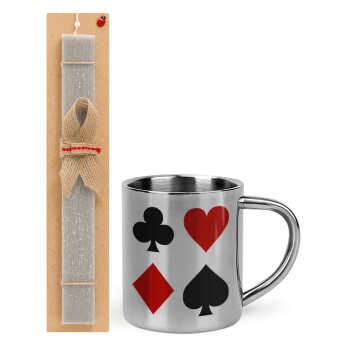 Τραπουλόχαρτα, Easter Set, metallic thermal cup (300ml) & Easter aromatic flat candle (30cm) (GRAY)