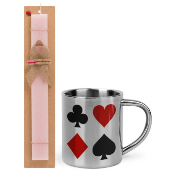 Τραπουλόχαρτα, Πασχαλινή Λαμπάδα με μεταλλική κούπα θερμό (300ml) & κερί αρωματικό πλακέ (30cm) (ΡΟΖ)