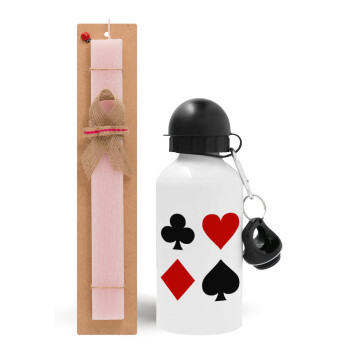 Τραπουλόχαρτα, Easter Set, metallic aluminum bottle (500ml) & aromatic flat Easter candle (30cm) (PINK)