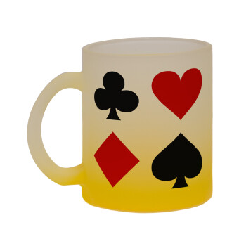 Τραπουλόχαρτα, Κούπα γυάλινη δίχρωμη με βάση το κίτρινο ματ, 330ml