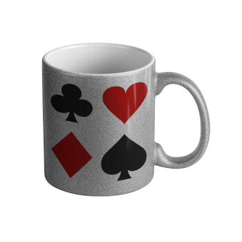 Τραπουλόχαρτα, Κούπα Ασημένια Glitter που γυαλίζει, κεραμική, 330ml