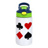 Children's hot water bottle, stainless steel, with safety straw, green, blue (350ml)