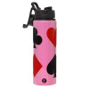 Metallic water bottle with safety lid, 850ml aluminum