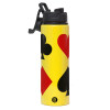 Metallic water bottle with safety lid, 850ml aluminum