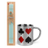 Easter Set, metallic thermal cup (300ml) & aromatic flat Easter candle (30cm) (TURQUOISE)