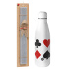 Easter Set, metallic stainless thermos bottle (500ml) & scented flat Easter candle (30cm) (GRAY)