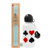 Easter Set, metallic aluminum water bottle (500ml) & scented flat candle (30cm) (TURQUOISE)