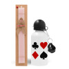Easter Set, metallic aluminum bottle (500ml) & aromatic flat Easter candle (30cm) (PINK)
