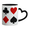 Mug heart black handle, ceramic, 330ml