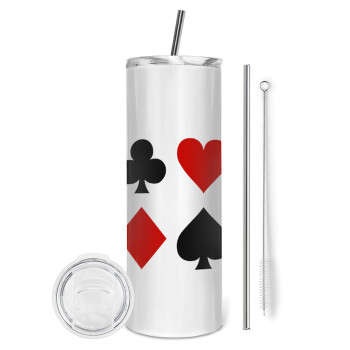 Τραπουλόχαρτα, Tumbler stainless steel 600ml, with metal straw & cleaning brush