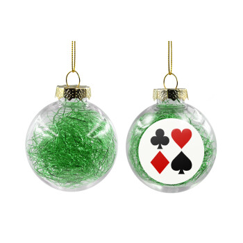 Τραπουλόχαρτα, Χριστουγεννιάτικη μπάλα δένδρου διάφανη με πράσινο γέμισμα 8cm