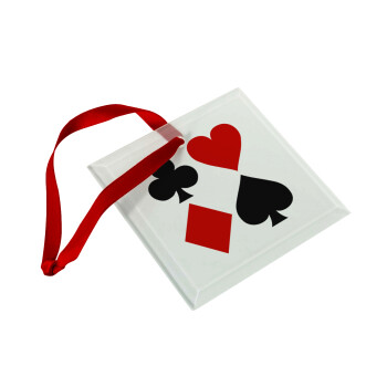 Τραπουλόχαρτα, Στολίδι Χριστουγεννιάτικο στολίδι γυάλινο τετράγωνο 9x9cm