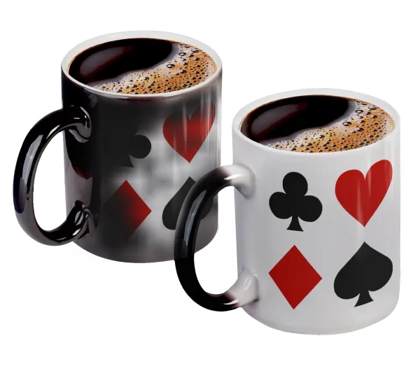 Τραπουλόχαρτα — Color changing magic Mug, ceramic, 330ml when adding hot liquid inside, the black colour desappears (1 pcs)