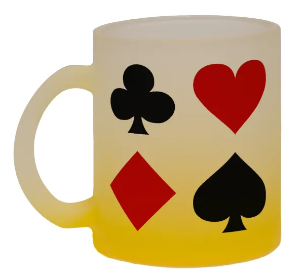 Τραπουλόχαρτα — Two-tone glass mug with matte yellow base, 330ml