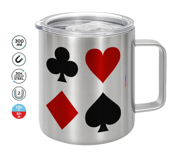 Τραπουλόχαρτα — Double-walled stainless steel mug 300ml with temperature-retaining lid