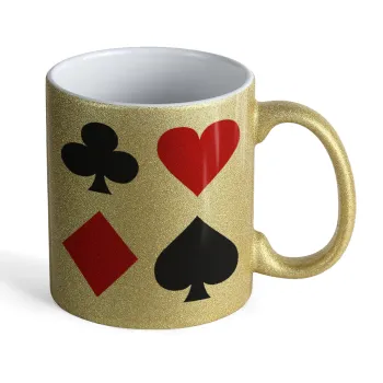 Τραπουλόχαρτα, Κούπα Χρυσή Glitter που γυαλίζει, κεραμική, 330ml