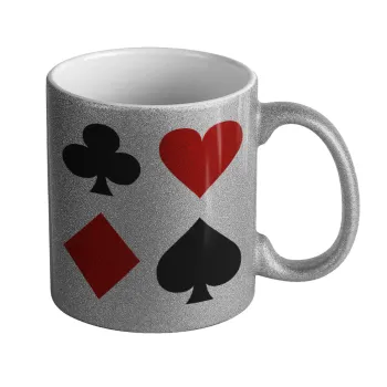 Τραπουλόχαρτα, Κούπα Ασημένια Glitter που γυαλίζει, κεραμική, 330ml