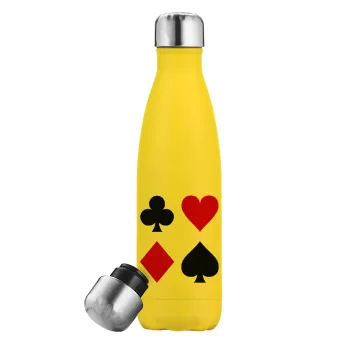 Τραπουλόχαρτα, Yellow Stainless Steel Metallic Thermos, double-walled, 500ml