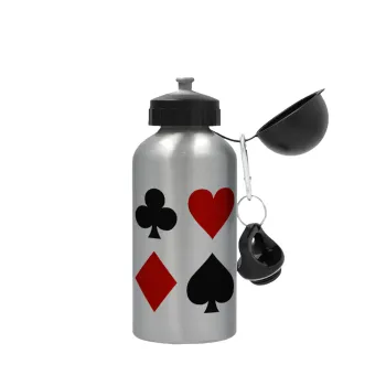 Τραπουλόχαρτα, Μεταλλικό παγούρι νερού, Ασημένιο, αλουμινίου 500ml