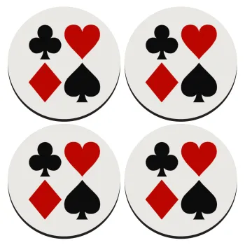 Τραπουλόχαρτα, ΣΕΤ 4 Σουβέρ ξύλινα στρογγυλά (9cm)