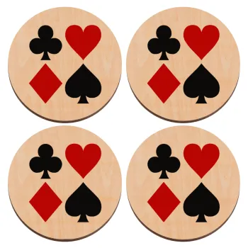 Τραπουλόχαρτα, ΣΕΤ x4 Σουβέρ ξύλινα στρογγυλά plywood (9cm)