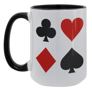 Τραπουλόχαρτα, Κούπα Mega 15oz, κεραμική Μαύρη, 450ml