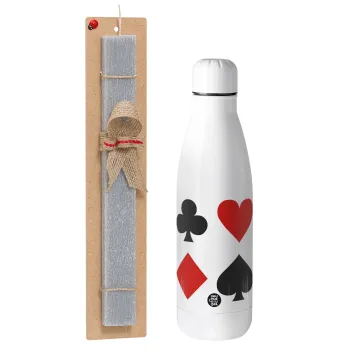 Τραπουλόχαρτα, Easter Set, metallic stainless thermos bottle (500ml) & scented flat Easter candle (30cm) (GRAY)