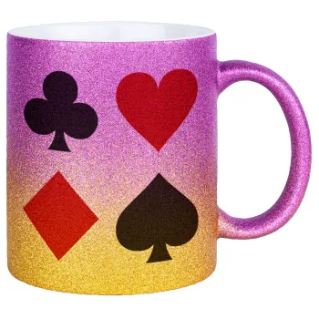 Τραπουλόχαρτα, Κούπα Χρυσή/Ροζ Glitter, κεραμική, 330ml