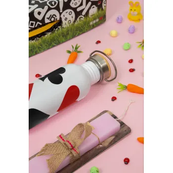 Τραπουλόχαρτα, Πασχαλινή Λαμπάδα με παγούρι μεταλλικό (620ml, stainless steel) & κερί αρωματικό πλακέ (30cm) (ΡΟΖ)