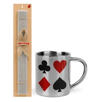 Τραπουλόχαρτα, Easter Set, metallic thermal cup (300ml) & Easter aromatic flat candle (30cm) (GRAY)