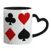 Mug heart black handle, ceramic, 330ml