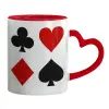 Mug heart red handle, ceramic, 330ml