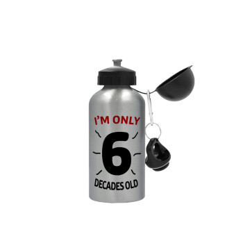 I'm only NUMBER decades OLD, Metallic water jug, Silver, aluminum 500ml