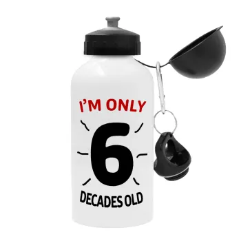 I'm only NUMBER decades OLD, Metal water bottle, White, aluminum 500ml