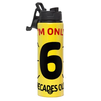 I'm only NUMBER decades OLD, Μεταλλικό παγούρι νερού με καπάκι ασφαλείας, αλουμινίου 850ml