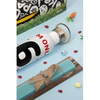 I'm only NUMBER decades OLD, Πασχαλινή Λαμπάδα με παγούρι μεταλλικό (620ml, stainless steel) & κερί αρωματικό πλακέ (30cm) (ΤΙΡΚΟΥΑΖ)