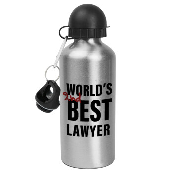 2nd, World Best Lawyer , Μεταλλικό παγούρι νερού, Ασημένιο, αλουμινίου 500ml