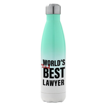 2nd, World Best Lawyer , Μεταλλικό παγούρι θερμός Πράσινο/Λευκό (Stainless steel), διπλού τοιχώματος, 500ml