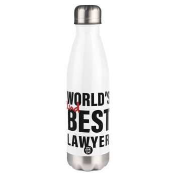 2nd, World Best Lawyer , Μεταλλικό παγούρι θερμός Λευκό (Stainless steel), διπλού τοιχώματος, 500ml