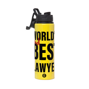 2nd, World Best Lawyer , Μεταλλικό παγούρι νερού με καπάκι ασφαλείας, αλουμινίου 850ml