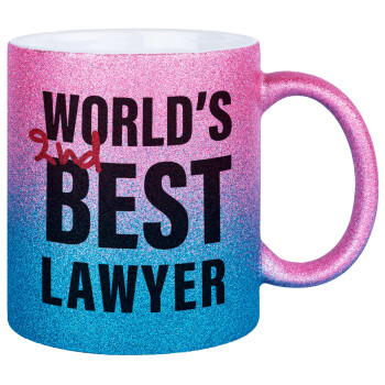 2nd, World Best Lawyer , Κούπα Χρυσή/Μπλε Glitter, κεραμική, 330ml
